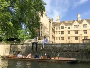 Punting the Backs on the River Cam in Cambridge, England