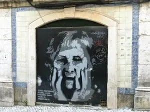 Lisbon Street Art in Barrio Alto, Angela Merkel
