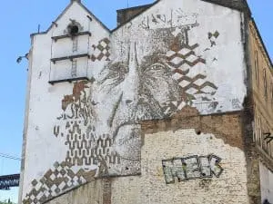 Lisbon Street Art in Alcantara by artist Vhils