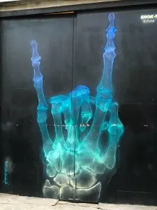 X-ray street art by SHOK-1 in Brick Lane, London's East End
