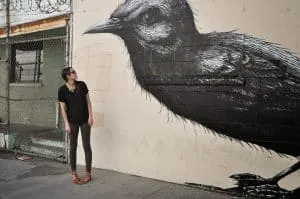 Street art mural in downtown Los Angeles by Roa