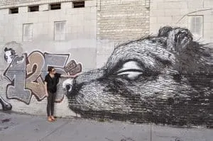 Street art mural in downtown Los Angeles by Roa