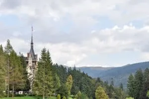 Peles Castle, perfectly nestled in the Carpathian Mountains