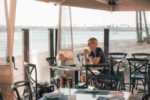 Eating at Tidal Restaurant at Paradise Point Resort & Spa in San Diego, California