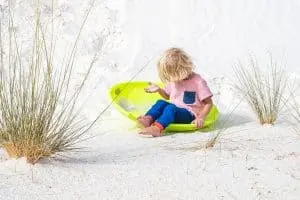 Sand Sledding in White Sands National Monument in New Mexico