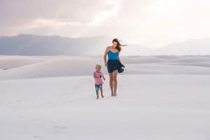 Walking through White Sand Dunes in New Mexico