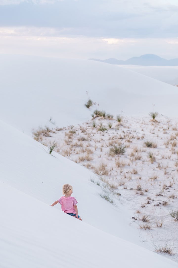 Sand Sledding in White Sands National Monument in New Mexico