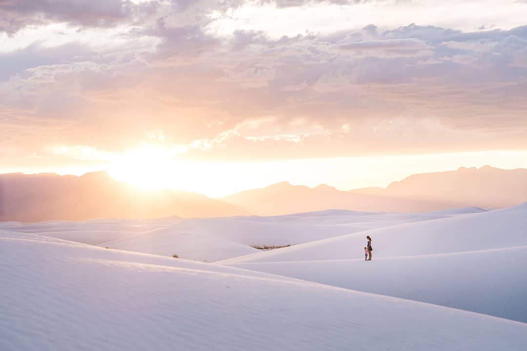 Sunset in White Sands National Monument in New Mexico