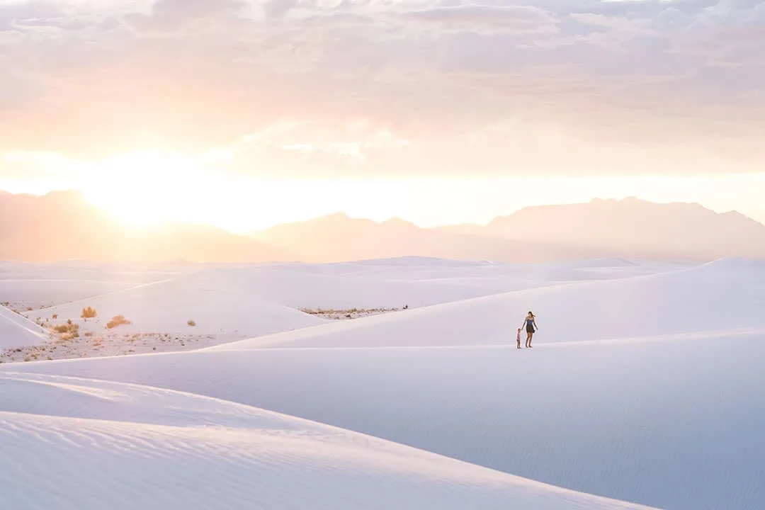 Sunset in White Sands National Monument in New Mexico