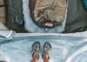 Sleeping Bag and Sleeping Mat in Tent