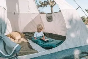 Hudson in Sleeping Bag at Joshua Tree National Park