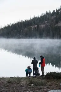 Filtering water at Lake Alice in Idaho's Sawtooth Wilderness