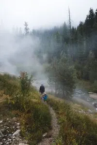 Hiking in to Bonneville Hot Springs near Lowman Idaho