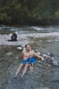 Soaking in Bonneville Hot Springs in Idaho