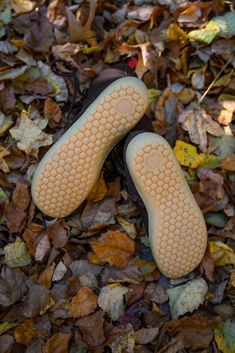 Mukishoes Quercus are zero-drop boots with very thin, flexible soles