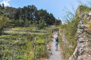 The start of the trail for the Path of the Gods, one of the most beautiful hikes in Amalfi Coast, Italy