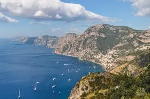 View of Positano from the Path of the Gods in Amalfi Coast, Italy