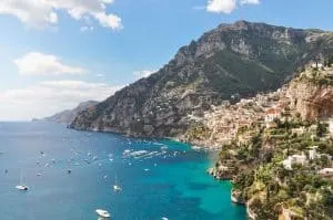 View of Positano from the Path of the Gods in Amalfi Coast, Italy