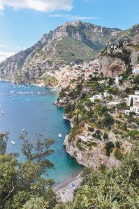 View of Positano from the Path of the Gods in Amalfi Coast, Italy
