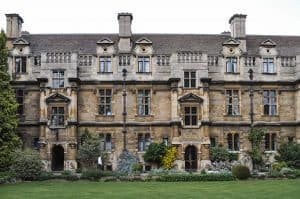 Pembroke College grounds and gardens in Cambridge, England
