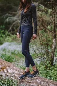 Hiking through Butano State Park in sustainable outdoor clothing brand Toad&Co