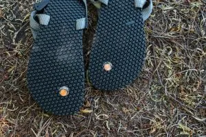 Copper plug and Vibram sole on Earth Runners
