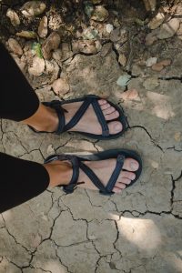 Hiking in the Xero Shoes Z Trail Sandals, one of the best minimalist hiking sandals