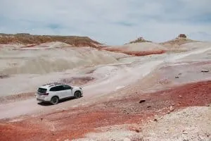 Car Driving through Bentonite Hills in Capitol Reef