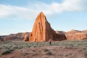 TemTemple of the Sun in Cathedral Valley at sunrise