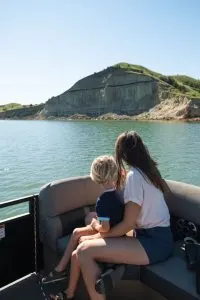 Boating on Lake Sakakawea in North Dakota