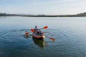 Kayaking in Elkhorn Slough in an inflatable tandem kayak