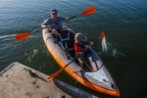 Launching a kayak at Kirby Park in Elkhorn Slough