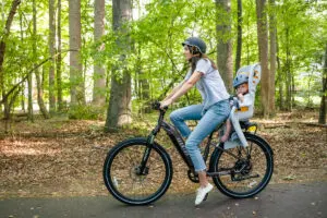 Riding Aventon EBike with Child Seat