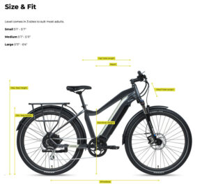 Sizing information for the Aventon Level