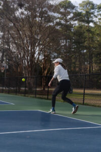 Playing pickleball in the Notace Koto, wide toe box court shoes with cushion