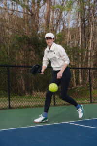 Playing pickleball in the Notace Koto, wide toe box court shoes with cushion